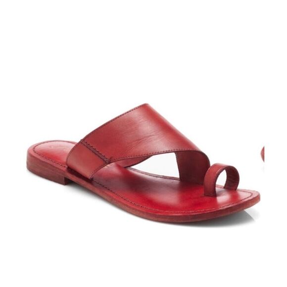 Free People Sant Antoni Slide Sandals Red Leather Toe Loop Slip-On EU 36.5 US 6. - Picture 13 of 13